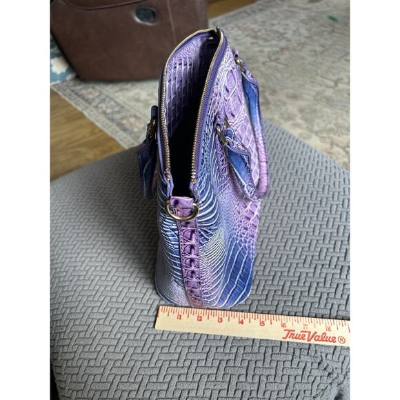 Purple And Blue Faux Leather Handbag With Handles And Zip Closure Lavender Purse - Picture 3 of 9